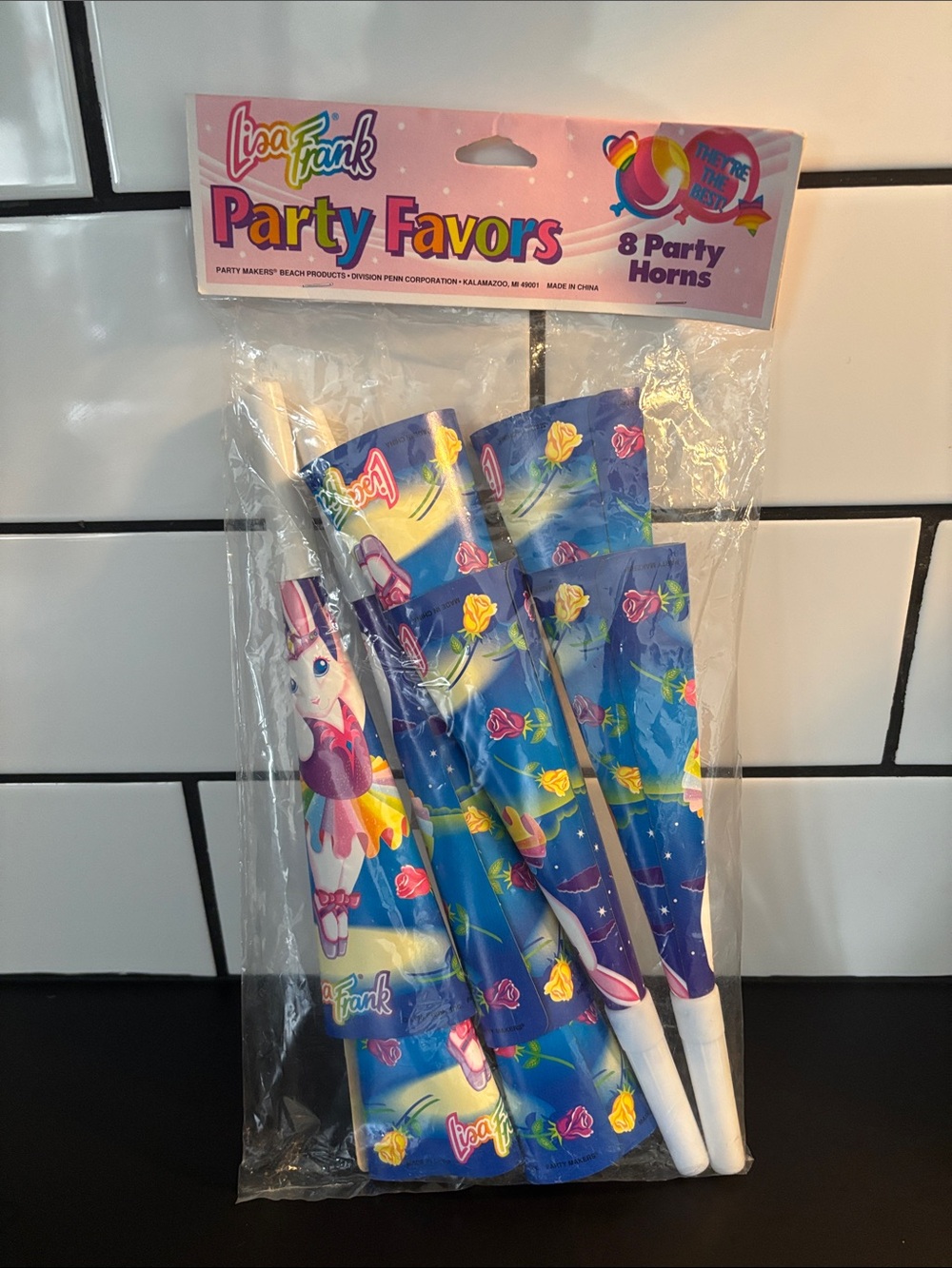 Vintage 90’s Lisa Frank Ballerina Bunny Party Favours Horns/Noise Makers NWT